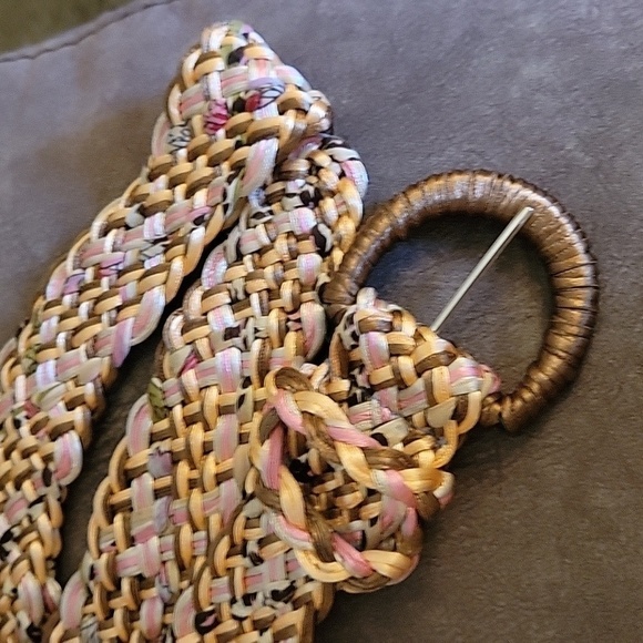 VTG Pastel Leopard Print Silk Like Thread Braided Woven Peasant Belt - Picture 2 of 6